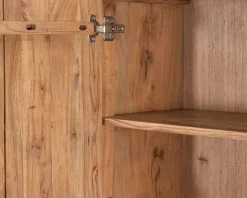 New Argentier design rétro en acacia et métal "Puzzle" façades motif empiècement Vitrine Et Argentier|Rangement
