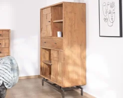 New Argentier design rétro en acacia et métal 