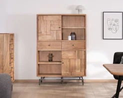 New Argentier design rétro en acacia et métal 