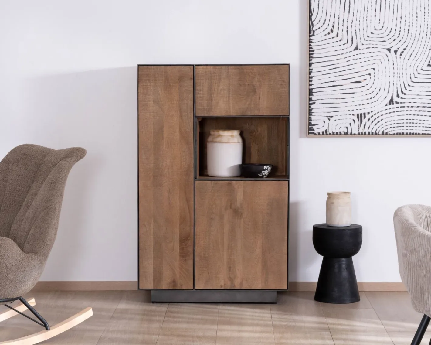 Hot Argentier en manguier massif 2 portes "Santo" style épuré Vaisselier|Vitrine Et Argentier