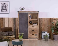 Sale Argentier industriel métal et bois "Caractère" Vitrine Et Argentier|Buffet Et Bahut
