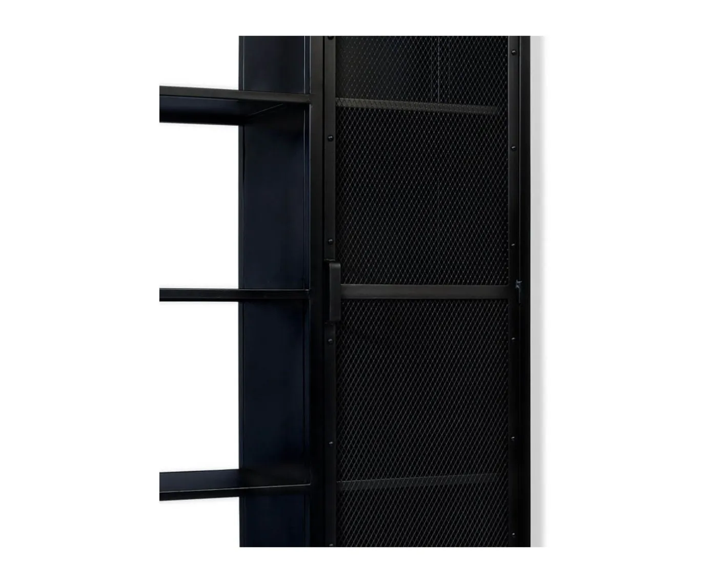 Clearance Armoire industrielle noire en métal 1 porte 4 étagères "Atelier" H.180 Vitrine Et Argentier|Etagère