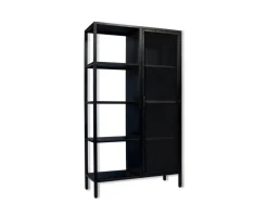 Clearance Armoire industrielle noire en métal 1 porte 4 étagères