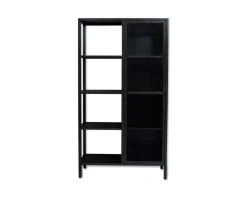 Clearance Armoire industrielle noire en métal 1 porte 4 étagères