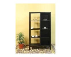 Clearance Armoire industrielle noire en métal 1 porte 4 étagères