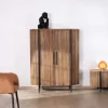 Discount Armoirette arrondie 120 cm en bois exotiques "Troms" Buffet Et Bahut