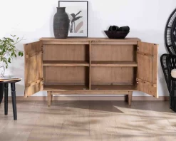 Sale Bahut contemporain en manguier massif 2 portes avec poignées intégrées arc de cercle "Cabure" Buffet Et Bahut