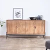 Hot Bahut 4 portes en acacia et métal 160 cm "Novelli" esprit zen et épuré Buffet Et Bahut