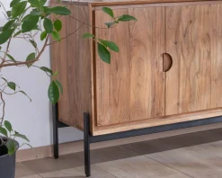 Hot Bahut 4 portes en acacia et métal 160 cm