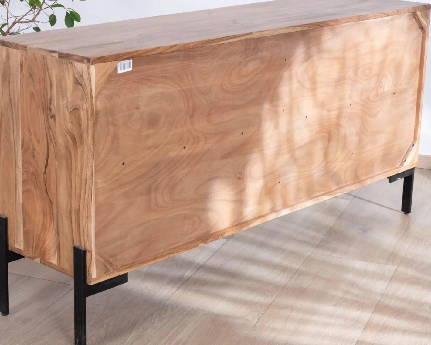 Hot Bahut 4 portes en acacia et métal 160 cm "Novelli" esprit zen et épuré Buffet Et Bahut