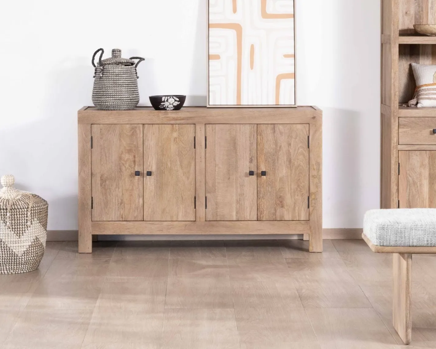 Discount Bahut 4 portes en manguier massif 130cm "Maestro" Buffet Et Bahut