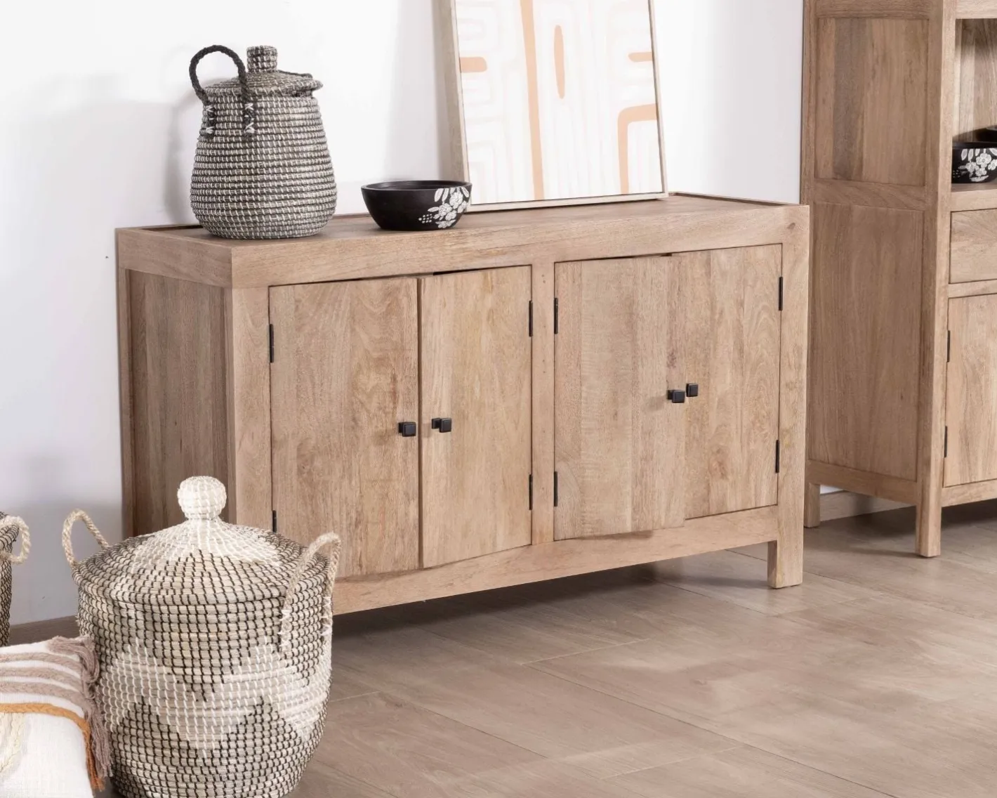 Discount Bahut 4 portes en manguier massif 130cm "Maestro" Buffet Et Bahut