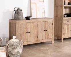Discount Bahut 4 portes en manguier massif 130cm