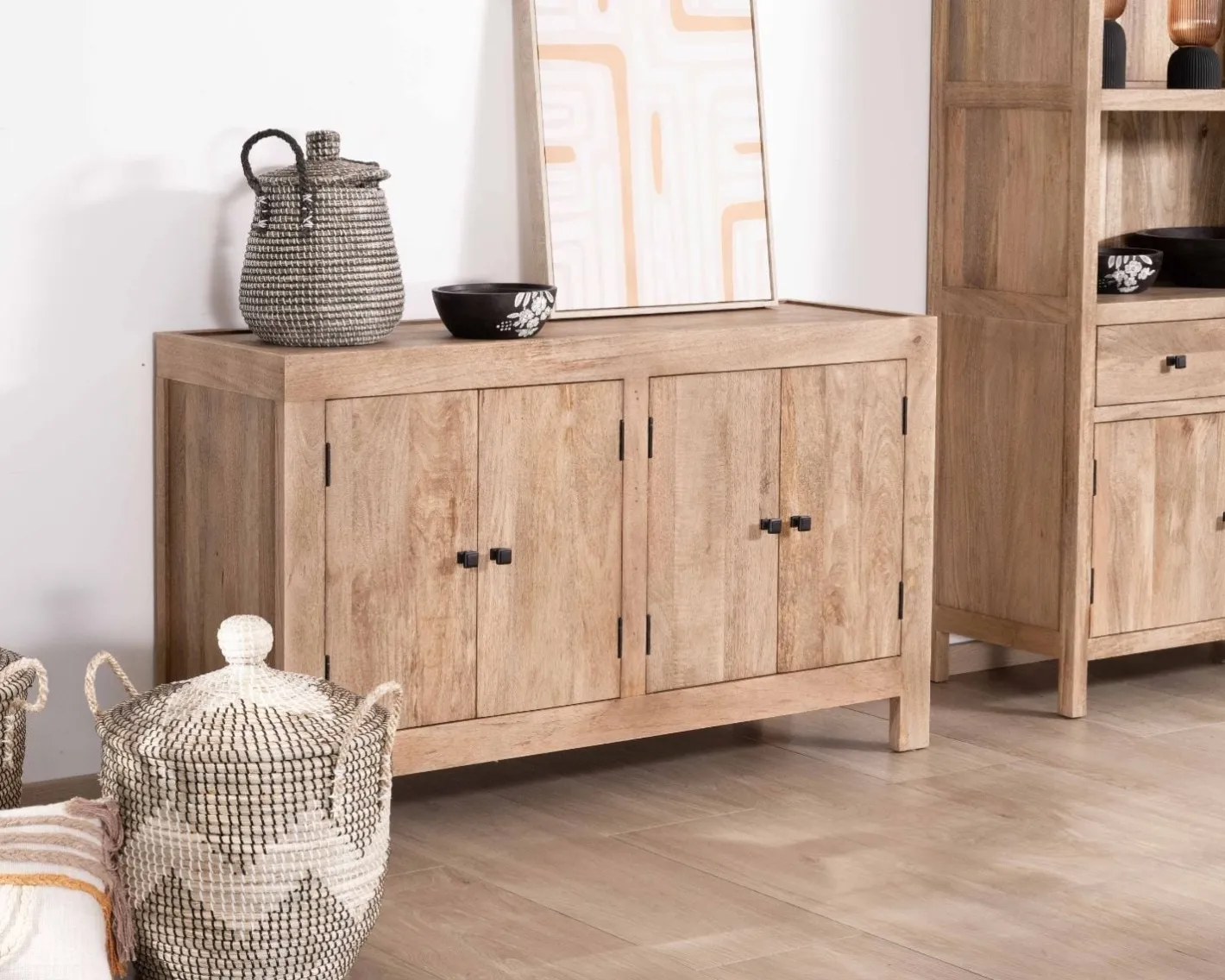 Discount Bahut 4 portes en manguier massif 130cm "Maestro" Buffet Et Bahut