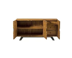 Discount Bahut 3 portes en teck design nature brute "Copley" Rangement|Buffet Et Bahut