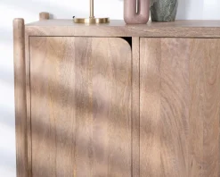 Outlet Bahut 3 portes et niches en manguier esprit japandi 