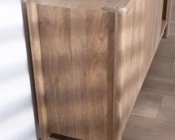 Outlet Bahut 3 portes et niches en manguier esprit japandi 