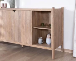Outlet Bahut 3 portes et niches en manguier esprit japandi 