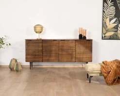 Sale Bahut rétro 4 portes en teck et manguier massif 183cm 