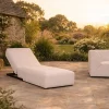 Online Bain de soleil design épuré en tissu crème avec surpiqures spécial extérieur "Sunset Bay" Bain De Soleil