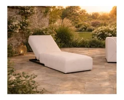 Online Bain de soleil design épuré en tissu crème avec surpiqures spécial extérieur 