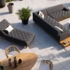 New Bain de soleil design tissu Sunbrella gris foncé et teck "Lombok" Bain De Soleil