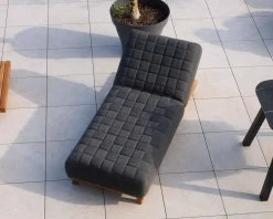 New Bain de soleil design tissu Sunbrella gris foncé et teck 