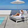 Clearance Bain de soleil double blanc et gris matelassé haut de gamme "Terrasse" Bain De Soleil