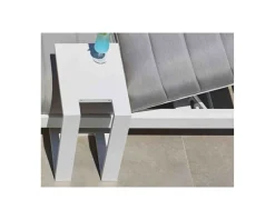 Clearance Bain de soleil double blanc et gris matelassé haut de gamme "Terrasse" Bain De Soleil