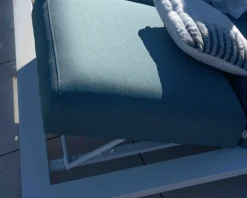 Best Bain de soleil double en tissu turquoise et aluminium blanc 
