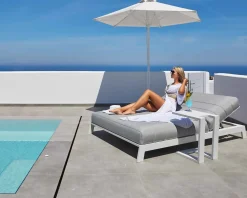 Discount Bain de soleil double gris et noir avec textile Sunbrella 