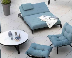 Best Bain de soleil double turquoise et noir textile extérieur "Terrasse" Bain De Soleil