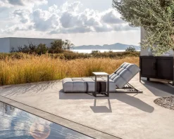 New Bain de soleil en tissu Sunbrella gris clair et foncé "Lazy Beach" Bain De Soleil