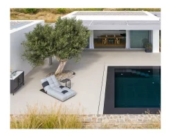 New Bain de soleil en tissu Sunbrella gris clair et foncé 