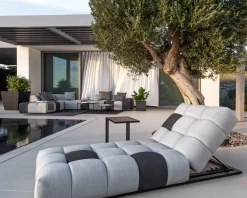 New Bain de soleil en tissu Sunbrella gris clair et foncé 