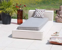 Clearance Bain de soleil esprit futon gris clair et lin "Saint Tropez" Bain De Soleil