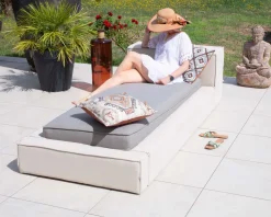 Clearance Bain de soleil esprit futon gris clair et lin 