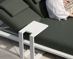 Discount Bain de soleil haut de gamme 2 places "Nusa Pedina" en tissu kaki et aluminium blanc Bain De Soleil
