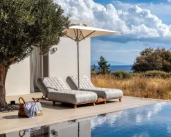 New Bain de soleil haut de gamme tissu Sunbrella gris clair "Lombok" Bain De Soleil