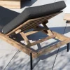 Bain de soleil matelassé chic & contemporain en teck, aluminium et tissu gris foncé "Hélios" Bain De Soleil
