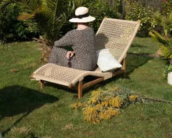 Bain de soleil 1 place en teck "Alizé" avec assise tressée Bain De Soleil