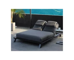 Outlet Bain de soleil 2 places gris foncé Sunbrella et alu noir 
