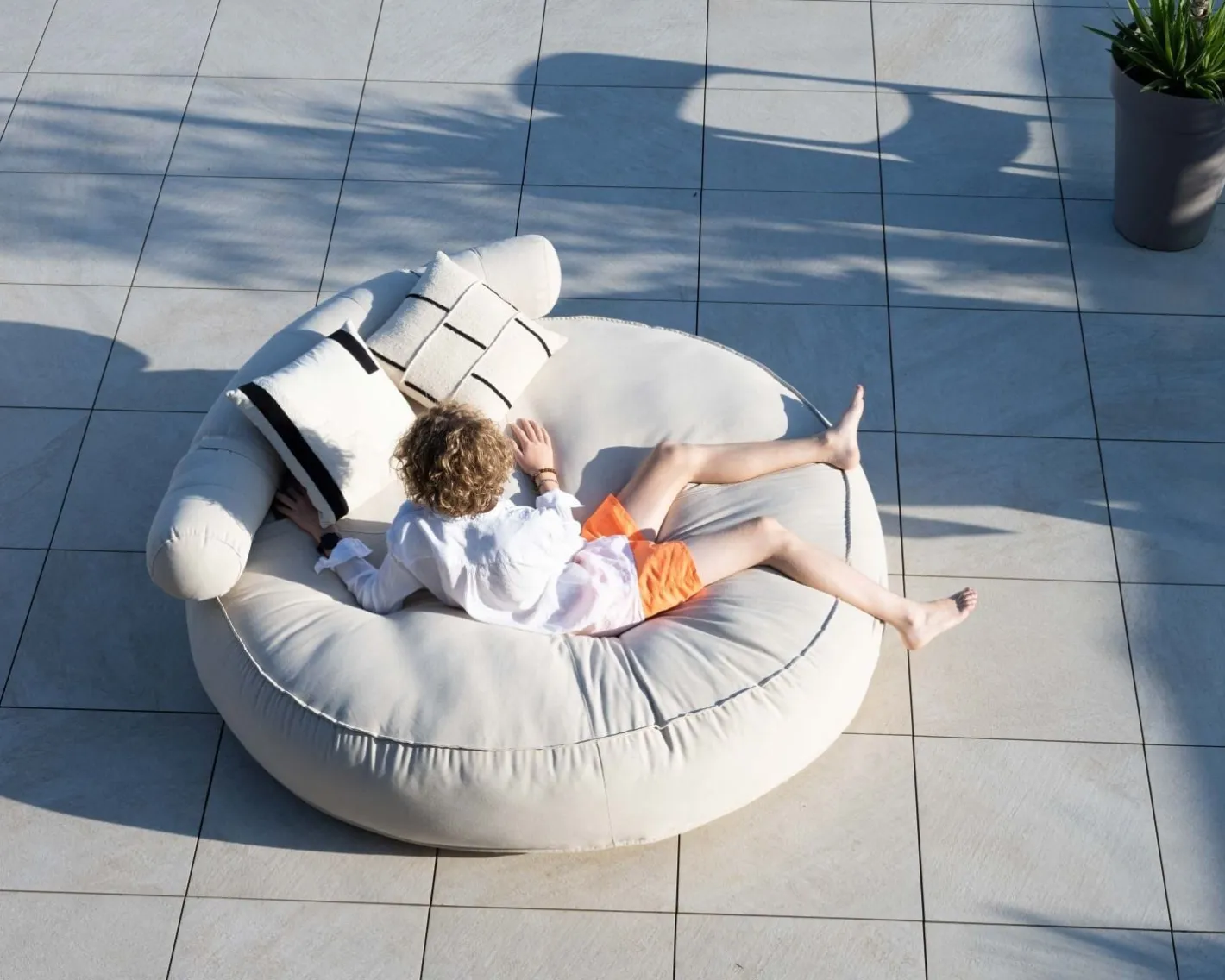 Clearance Bain de soleil rond et moelleux beige diamètre 1m80 "Saint Tropez" Bain De Soleil