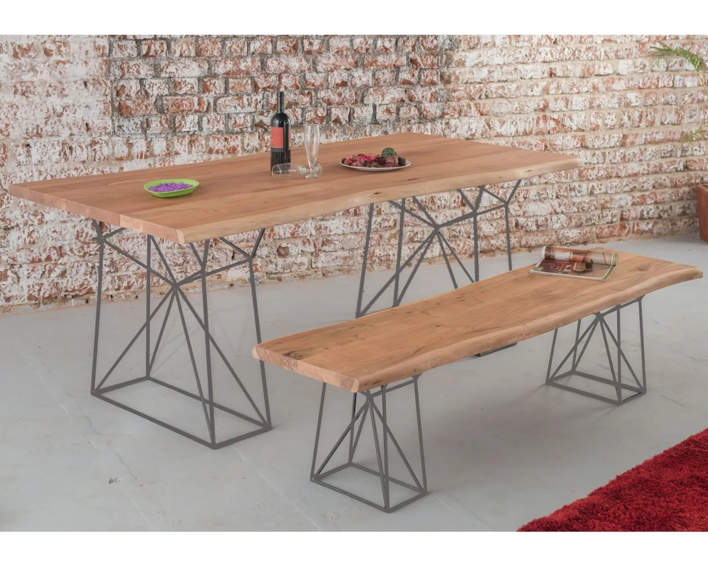 Best Banc bois massif et pieds métal gris "Zen" Banc
