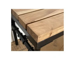 New Banc industriel en bois d’acacia massif et métal 