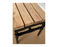 New Banc industriel en bois d’acacia massif et métal 