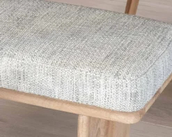 Sale Banc élégant et confortable 120cm en manguier et assise rembourrée tissu gris chiné 