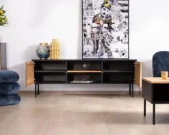 Best Banc TV 160 cm deux portes en frêne massif huilé "Sydney" Meuble Télé