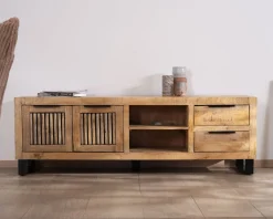 Outlet Banc TV 175 cm en manguier et pieds métal 