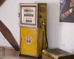New Bar insolite style pompe à essence métal jaune esprit vintage "Crazy" Meuble De Bar